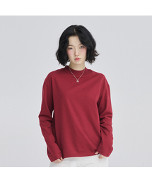 AWESOME STUDIO（オーサムスタジオ）の「モックネックボーイクロップフィット長袖Tシャツバーガンディ（Tシャツ/カットソー）」