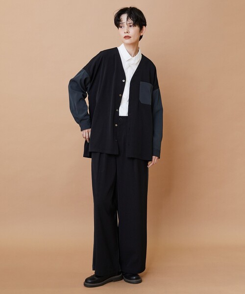 FRAPBOIS（フラボア）の「トーンギャバ パンツ（その他パンツ・レディース・ブラック/ネイビー・1/2）」の6枚目の写真