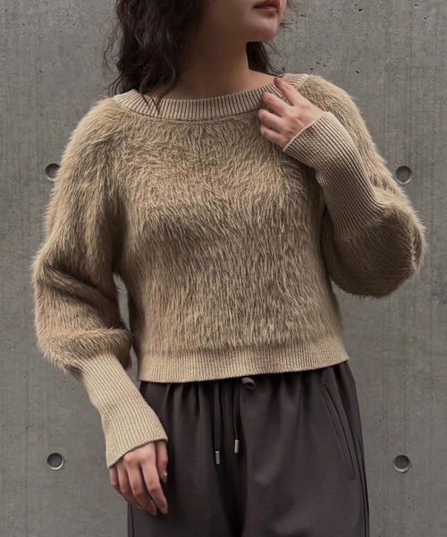 &g'aime(アンジェム)の「【&g'aime 】 シャギーボリュームニット Shaggy Volume Knit(ニット/セーター・レディース・アイボリー/ベージュ/チャコールグレー・FREE)」の1枚目の写真