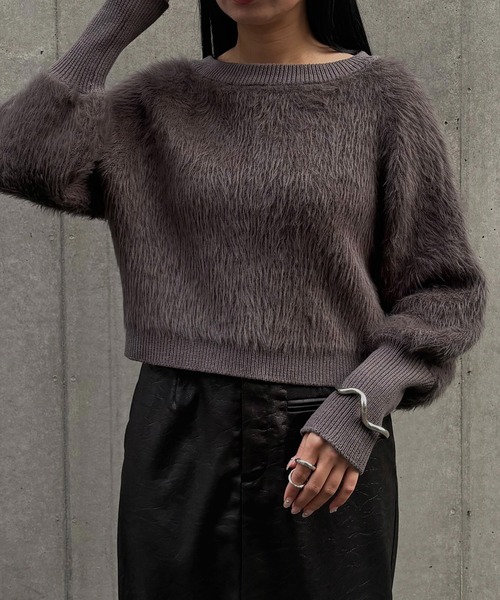 &g'aime(アンジェム)の「【&g'aime 】 シャギーボリュームニット Shaggy Volume Knit(ニット/セーター・レディース・アイボリー/ベージュ/チャコールグレー・FREE)」の3枚目の写真