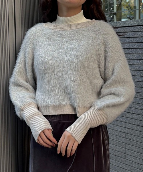 &g'aime(アンジェム)の「【&g'aime 】 シャギーボリュームニット Shaggy Volume Knit(ニット/セーター・レディース・アイボリー/ベージュ/チャコールグレー・FREE)」の4枚目の写真