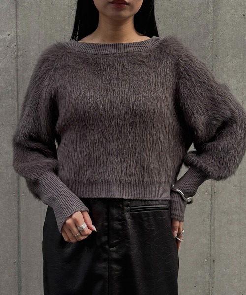 &g'aime(アンジェム)の「【&g'aime 】 シャギーボリュームニット Shaggy Volume Knit(ニット/セーター・レディース・アイボリー/ベージュ/チャコールグレー・FREE)」の16枚目の写真