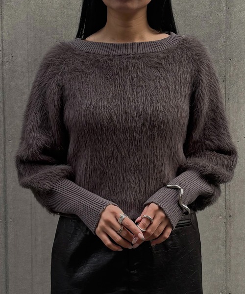 &g'aime(アンジェム)の「【&g'aime 】 シャギーボリュームニット Shaggy Volume Knit(ニット/セーター・レディース・アイボリー/ベージュ/チャコールグレー・FREE)」の17枚目の写真