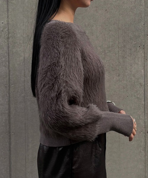 &g'aime(アンジェム)の「【&g'aime 】 シャギーボリュームニット Shaggy Volume Knit(ニット/セーター・レディース・アイボリー/ベージュ/チャコールグレー・FREE)」の19枚目の写真
