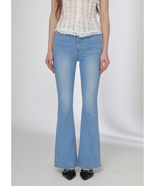 BUTTON UP(ボタンアップ)の「シグネチャーウォッシュドロングブーツカットデニムパンツ(ディープブルー)(デニムパンツ・レディース・その他・SMALL/MEDIUM/LARGE)」の1枚目の写真
