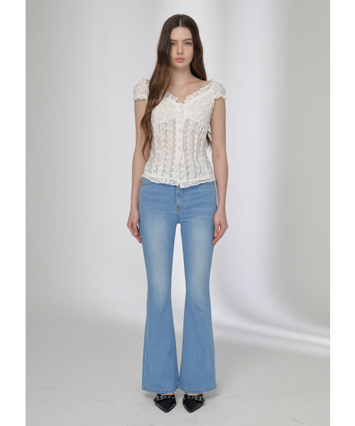 BUTTON UP(ボタンアップ)の「シグネチャーウォッシュドロングブーツカットデニムパンツ(ディープブルー)(デニムパンツ・レディース・その他・SMALL/MEDIUM/LARGE)」の2枚目の写真