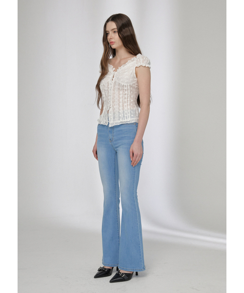 BUTTON UP(ボタンアップ)の「シグネチャーウォッシュドロングブーツカットデニムパンツ(ディープブルー)(デニムパンツ・レディース・その他・SMALL/MEDIUM/LARGE)」の4枚目の写真