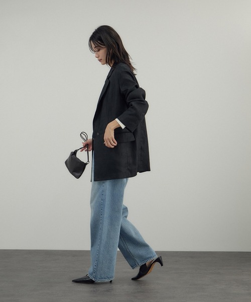 SALON adam et rope'(サロン アダム エ ロペ)の「リネンドンゴロスジャケット/セットアップ対応(テーラードジャケット・レディース・ブラック/ベージュ・M/S)」の7枚目の写真