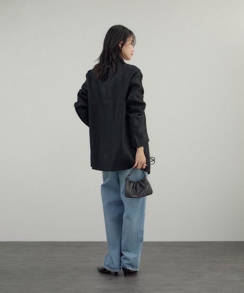 SALON adam et rope'(サロン アダム エ ロペ)の「リネンドンゴロスジャケット/セットアップ対応(テーラードジャケット・レディース・ブラック/ベージュ・M/S)」の8枚目の写真