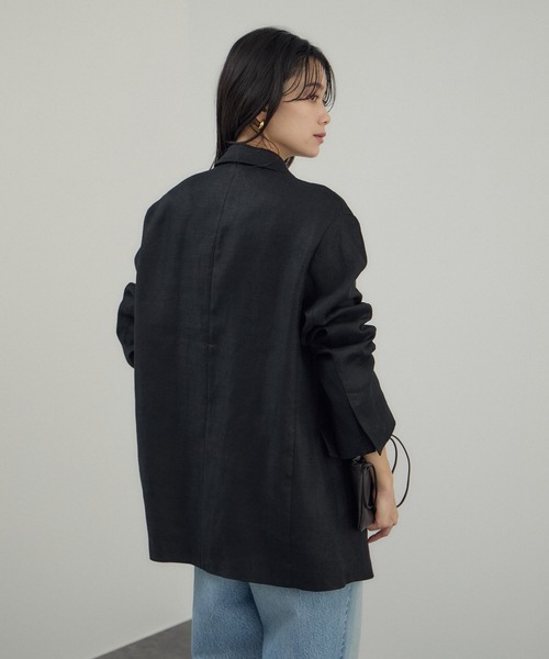 SALON adam et rope'(サロン アダム エ ロペ)の「リネンドンゴロスジャケット/セットアップ対応(テーラードジャケット・レディース・ブラック/ベージュ・M/S)」の10枚目の写真