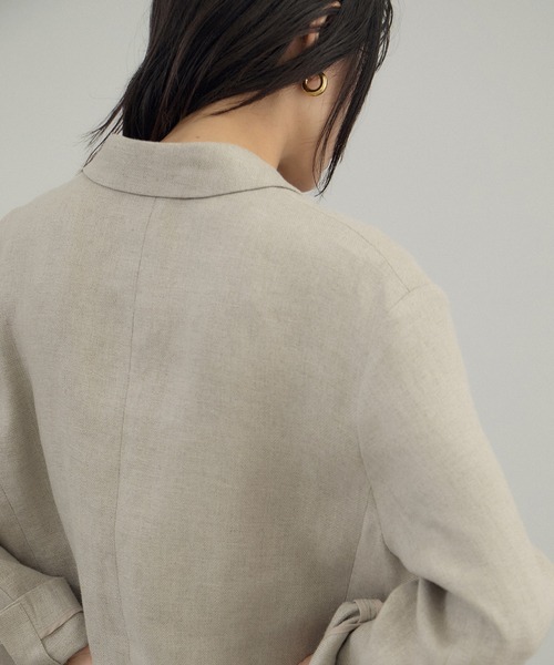 SALON adam et rope'(サロン アダム エ ロペ)の「リネンドンゴロスジャケット/セットアップ対応(テーラードジャケット・レディース・ブラック/ベージュ・M/S)」の14枚目の写真