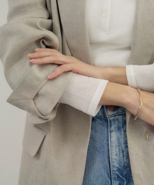 SALON adam et rope'(サロン アダム エ ロペ)の「リネンドンゴロスジャケット/セットアップ対応(テーラードジャケット・レディース・ブラック/ベージュ・M/S)」の16枚目の写真