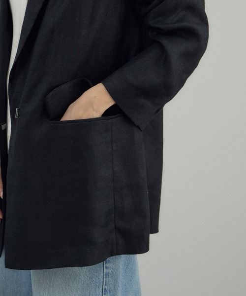 SALON adam et rope'(サロン アダム エ ロペ)の「リネンドンゴロスジャケット/セットアップ対応(テーラードジャケット・レディース・ブラック/ベージュ・M/S)」の22枚目の写真
