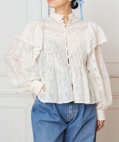 IENA LA BOUCLE(イエナラブークル)の「IENA LA BOUCLE レースオンレースブラウス(シャツ/ブラウス・レディース・ホワイト・FREE)」の2枚目の写真