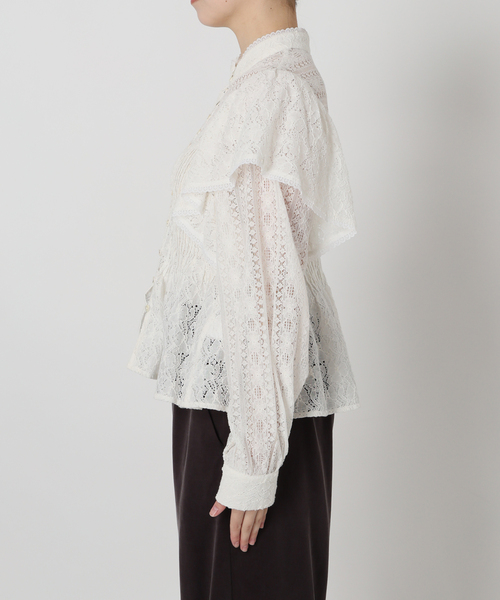 タグ付き　IENA LA BOUCLE タイプライター レースブラウス ブラック IENA LA BOUCLE レースオンレースブラウス（シャツ/ブラウス）｜IENA