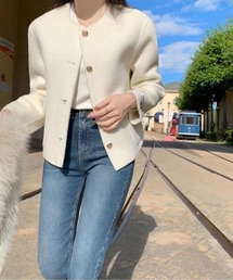 Aelina（エリナ）の「ノーカラーショートメルトンコート（ノーカラーコート）」