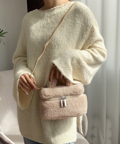 Miniministore（ミニミニストア）の「ボアショルダーバッグ もこもこミニバッグ（ショルダーバッグ・レディース・ベビーピンク/オフホワイト/ブラウン/チェリーピンク/ベージュ・FREE）」の3枚目の写真