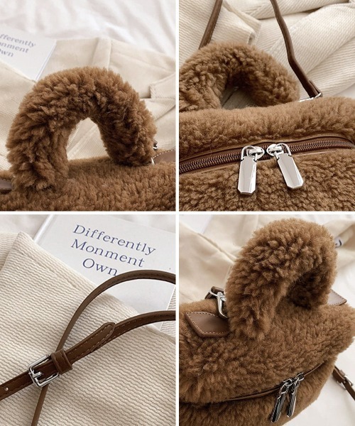 Miniministore（ミニミニストア）の「ボアショルダーバッグ もこもこミニバッグ（ショルダーバッグ・レディース・ベビーピンク/オフホワイト/ブラウン/チェリーピンク/ベージュ・FREE）」の7枚目の写真