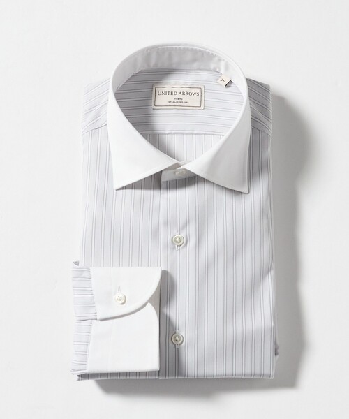 UNITED ARROWS(ユナイテッドアローズ)の「イージーケア AG ダブルストライプ セミワイドカラー クレリックシャツ ー抗菌防臭ー(シャツ/ブラウス・メンズ・ライトグレー・41cm/39cm/38cm/40cm)」の1枚目の写真