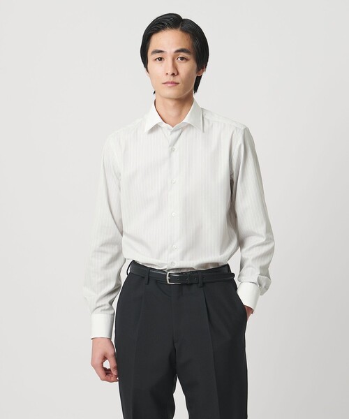UNITED ARROWS(ユナイテッドアローズ)の「イージーケア AG ダブルストライプ セミワイドカラー クレリックシャツ ー抗菌防臭ー(シャツ/ブラウス・メンズ・ライトグレー・41cm/39cm/38cm/40cm)」の12枚目の写真