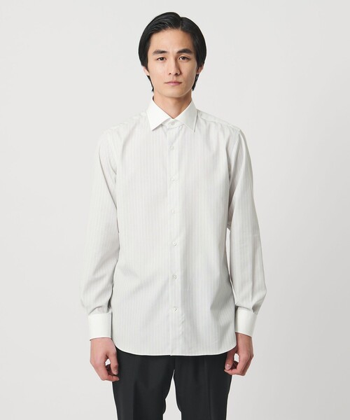 UNITED ARROWS(ユナイテッドアローズ)の「イージーケア AG ダブルストライプ セミワイドカラー クレリックシャツ ー抗菌防臭ー(シャツ/ブラウス・メンズ・ライトグレー・41cm/39cm/38cm/40cm)」の4枚目の写真