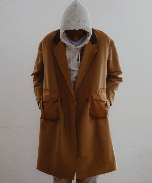 roarguns(ロアーガンズ)の「N/C CLOTH PEACH SKIN COAT(チェスターコート・メンズ・ブラック/ベージュ・2/3)」の10枚目の写真