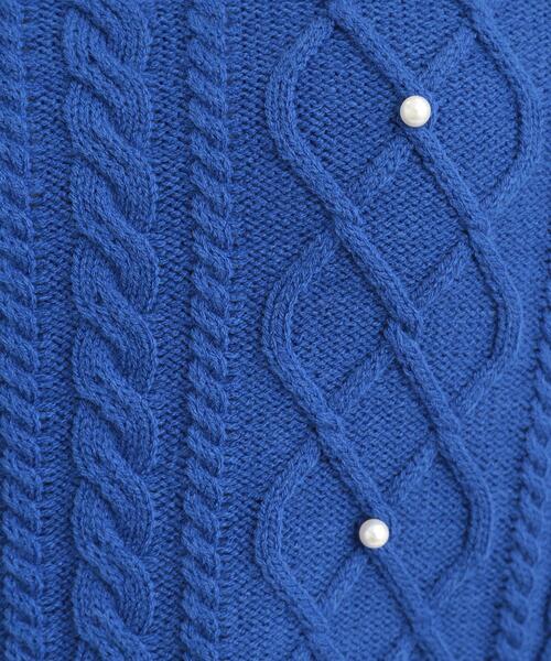 DRESKIP（ドレスキップ）の「【洗濯機可/S-LL】フェイクパールで上品見え ケーブルニット（ニット/セーター・レディース・ブラウン系/ブルー系その他/グレー・04/03/02/01）」の13枚目の写真