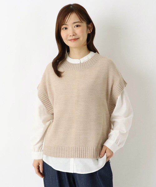 one'sterrace(ワンズテラス)の「アクリルニット ブラウス アンサンブル(アンサンブル・レディース・グレー系その他7/グレー系4/ベージュ系8・02)」の3枚目の写真