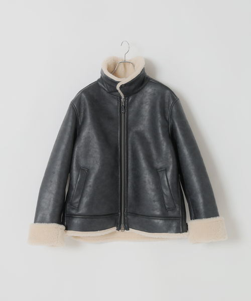 B.C STOCK（ベーセーストック）の「スムースフェイクムートン B-3 フライトジャケット（ブルゾン・メンズ・ブラウン/ブラック・MEDIUM/LARGE）」の21枚目の写真