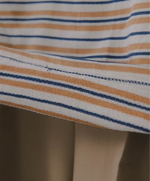 210nouve（トゥージュヌーブ）の「オーバーサイズ ボーダー ポロ Tシャツ（Tシャツ/カットソー・レディース・ベージュ/ブルー/グリーン・FREE）」の14枚目の写真