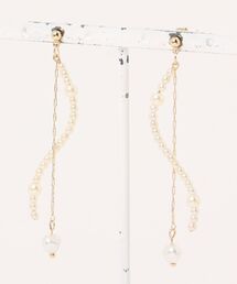 パール×チェーン ミドルロングピアス