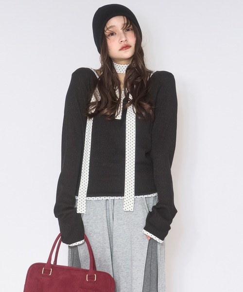 loin nuit（ロワンニュイ）の「choker henry rib tops / チョーカーヘンリーリブトップス（Tシャツ/カットソー・レディース・ライトブルー/アイボリー/ブラック・FREE）」の5枚目の写真