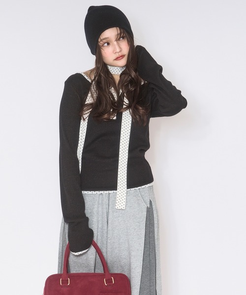 loin nuit（ロワンニュイ）の「choker henry rib tops / チョーカーヘンリーリブトップス（Tシャツ/カットソー・レディース・ライトブルー/アイボリー/ブラック・FREE）」の6枚目の写真