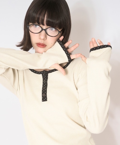 loin nuit choker henry rib tops ブラック choker henry rib tops / チョーカーヘンリーリブトップス（Tシャツ