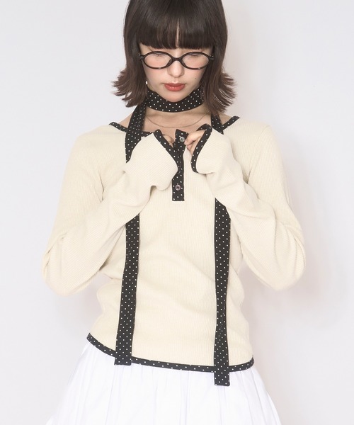 loin nuit choker henry rib tops ブラック choker henry rib tops / チョーカーヘンリーリブトップス（Tシャツ