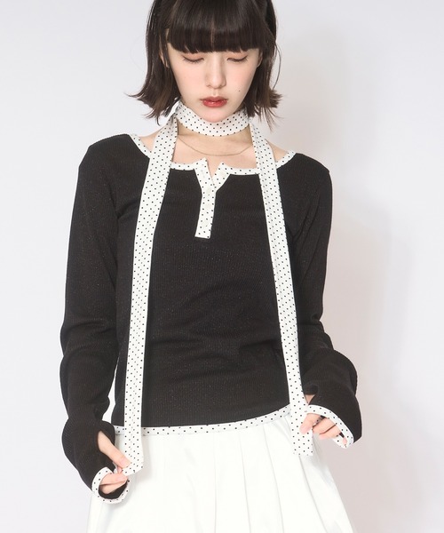 loin nuit（ロワンニュイ）の「choker henry rib tops / チョーカーヘンリーリブトップス（Tシャツ/カットソー・レディース・ライトブルー/アイボリー/ブラック・FREE）」の11枚目の写真