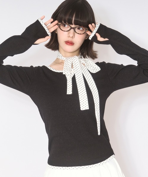 loin nuit（ロワンニュイ）の「choker henry rib tops / チョーカーヘンリーリブトップス（Tシャツ/カットソー・レディース・ライトブルー/アイボリー/ブラック・FREE）」の10枚目の写真
