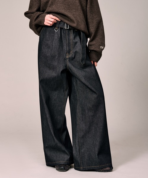 BELTED WIDE DENIM PANTS / ベルテッドワイドデニムパンツ（デニム