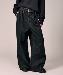 WETTEMPT(�E�B�e���v�g)��BELTED WIDE DENIM PANTS / �x���e�b�h���C�h�f�j���p���c(�f�j���p���c)