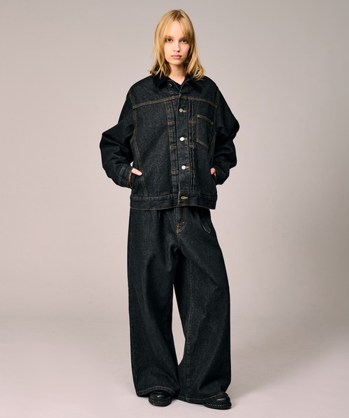 WETTEMPT（ウィテンプト）の「BELTED WIDE DENIM PANTS / ベルテッドワイドデニムパンツ（デニムパンツ・メンズ・ブルー/ダークインディゴブルー/ブラック・MEDIUM/SMALL/LARGE）」の6枚目の写真