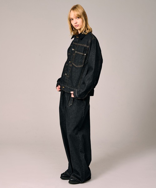 WETTEMPT（ウィテンプト）の「BELTED WIDE DENIM PANTS / ベルテッドワイドデニムパンツ（デニムパンツ・メンズ・ブルー/ダークインディゴブルー/ブラック・MEDIUM/SMALL/LARGE）」の10枚目の写真