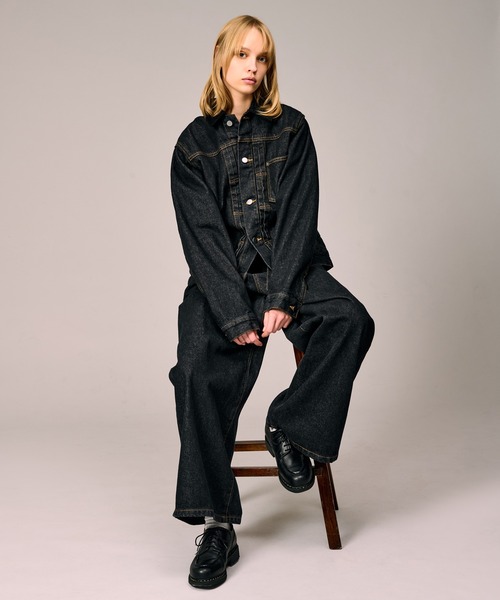 WETTEMPT（ウィテンプト）の「BELTED WIDE DENIM PANTS / ベルテッドワイドデニムパンツ（デニムパンツ・メンズ・ブルー/ダークインディゴブルー/ブラック・MEDIUM/SMALL/LARGE）」の12枚目の写真