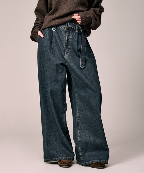 BELTED WIDE DENIM PANTS / ベルテッドワイドデニムパンツ（デニム