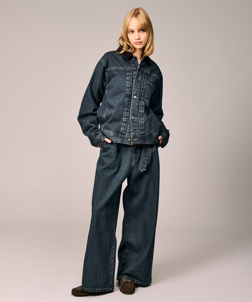 WETTEMPT（ウィテンプト）の「BELTED WIDE DENIM PANTS / ベルテッドワイドデニムパンツ（デニムパンツ・メンズ・ブルー/ダークインディゴブルー/ブラック・MEDIUM/SMALL/LARGE）」の21枚目の写真