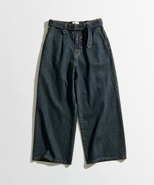 WETTEMPT（ウィテンプト）の「BELTED WIDE DENIM PANTS / ベルテッドワイドデニムパンツ（デニムパンツ・メンズ・ブルー/ダークインディゴブルー/ブラック・MEDIUM/SMALL/LARGE）」の13枚目の写真