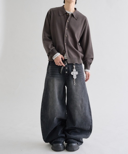 EPNK（イーピーエヌケー）の「Heavy Hi-gauge Knit Shirt / ヘビーハイゲージニットシャツ（ニット/セーター・メンズ・チャコールグレー/グリーン・LARGE/MEDIUM/SMALL）」の8枚目の写真