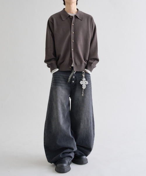 EPNK（イーピーエヌケー）の「Heavy Hi-gauge Knit Shirt / ヘビーハイゲージニットシャツ（ニット/セーター・メンズ・チャコールグレー/グリーン・LARGE/MEDIUM/SMALL）」の14枚目の写真