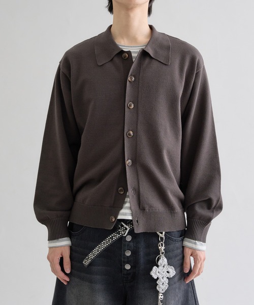 EPNK（イーピーエヌケー）の「Heavy Hi-gauge Knit Shirt / ヘビーハイゲージニットシャツ（ニット/セーター・メンズ・チャコールグレー/グリーン・LARGE/MEDIUM/SMALL）」の3枚目の写真