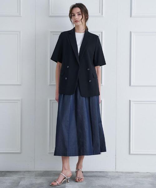 DRESSTERIOR（ドレステリア）の「【接触冷感/吸水速乾】クールタッチ デニムライク タックスカート（デニムスカート・レディース・ブルー系その他/ネイビー・34/36/38/40）」の16枚目の写真