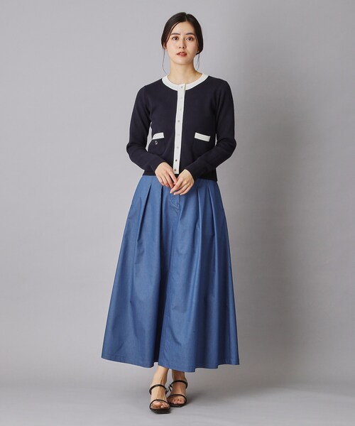 DRESSTERIOR（ドレステリア）の「【接触冷感/吸水速乾】クールタッチ デニムライク タックスカート（デニムスカート・レディース・ブルー系その他/ネイビー・34/36/38/40）」の17枚目の写真